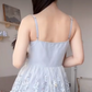Ethereal Light Blue Spaghetti Straps Prom Dress Lace Floral A-Line Evening Dress C8247