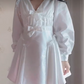 Uique V Neck White Homecoming Dress Long Sleeve Bows A-Line Birthday Dress C8248