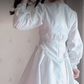 Uique V Neck White Homecoming Dress Long Sleeve Bows A-Line Birthday Dress C8248