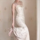 Charming Beading Ivory Prom Dress Spaghetti Straps Mermaid Evening Dress C8250