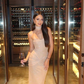 Sexy Strapless Beige Prom Dress With Choker Sequins Mermaid Evening Dress C8253