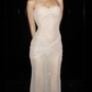 Sexy Strapless Beige Prom Dress With Choker Sequins Mermaid Evening Dress C8253