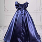 Vintage Off-the-Shoulder Navy Blue Ball Gown Satin Sweet 16 Dresses C8254