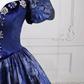 Elegant Short Sleeve Blue Ball Gown Beaded Sweet 16 Dresses C8255