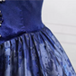 Elegant Short Sleeve Blue Ball Gown Beaded Sweet 16 Dresses C8255