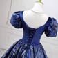 Elegant Short Sleeve Blue Ball Gown Beaded Sweet 16 Dresses C8255