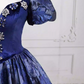 Elegant Short Sleeve Blue Ball Gown Beaded Sweet 16 Dresses C8255