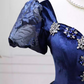 Elegant Short Sleeve Blue Ball Gown Beaded Sweet 16 Dresses C8255