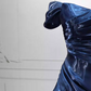 Classical Strapless Navy Blue Ball Gown Long Satin Sweet 16 Dresses C8259