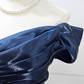 Classical Strapless Navy Blue Ball Gown Long Satin Sweet 16 Dresses C8259