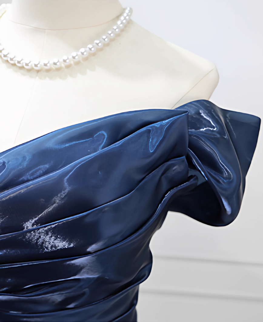 Classical Strapless Navy Blue Ball Gown Long Satin Sweet 16 Dresses C8259