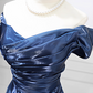 Classical Strapless Navy Blue Ball Gown Long Satin Sweet 16 Dresses C8259