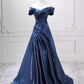 Classical Strapless Navy Blue Ball Gown Long Satin Sweet 16 Dresses C8259