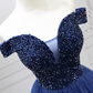 Trendy Off-the-Shoulder Blue Ball Gown Beads Sequins Sweet 16 Dresses C8261