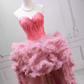 Mini robe de soirée en satin, sans bretelles, sans manches, ligne a, simple, C899