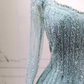 Chic Long Sleeve Green Ball Gown Sequins Ruffles Sweet 16 Dresses C8266