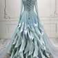 Chic Long Sleeve Green Ball Gown Sequins Ruffles Sweet 16 Dresses C8266