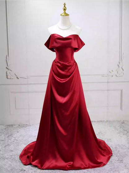 Robe de bal de princesse bustier à volants en satin long, robe de soirée C8117