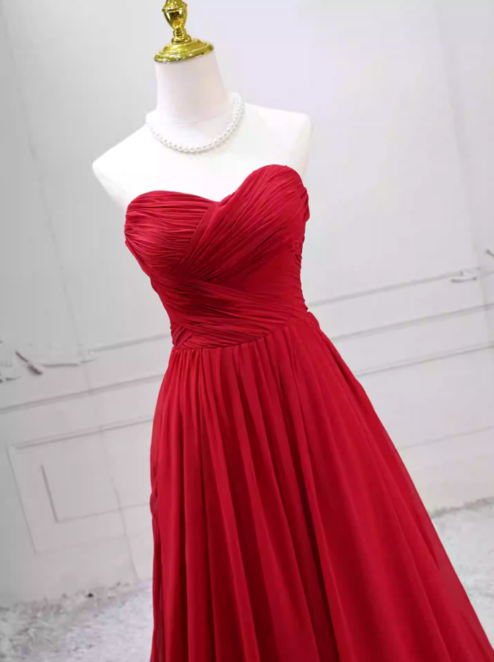 Charming Strapless Red Ball Gown Pleated Sweet 16 Dresses C8269