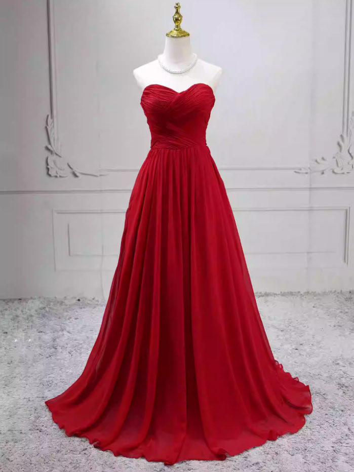 Charming Strapless Red Ball Gown Pleated Sweet 16 Dresses C8269