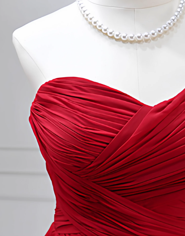 Charming Strapless Red Ball Gown Pleated Sweet 16 Dresses C8269