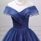 Unique Off-the-Shoulder Blue Ball Gown Tulle Sweet 16 Dresses C8270
