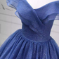 Unique Off-the-Shoulder Blue Ball Gown Tulle Sweet 16 Dresses C8270