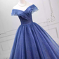 Unique Off-the-Shoulder Blue Ball Gown Tulle Sweet 16 Dresses C8270