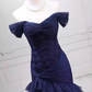 Charming Off-the-Shoulder Navy Blue Prom Dress Tulle Mermaid Formal Dress C8274