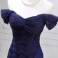 Charming Off-the-Shoulder Navy Blue Prom Dress Tulle Mermaid Formal Dress C8274
