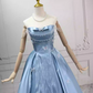 Unique Off-the-Shoulder Blue Ball Gown Beading Appliques Sweet 16 Dresses C8275