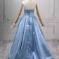 Unique Off-the-Shoulder Blue Ball Gown Beading Appliques Sweet 16 Dresses C8275