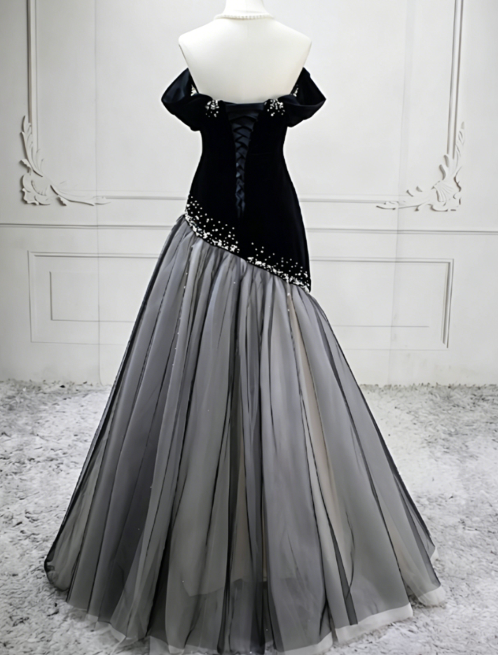 Robe de bal de princesse bustier à volants en satin long, robe de soirée C8117
