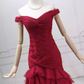 Sexy Off-the-Shoulder Red Prom Dress Tulle Mermaid Formal Dress C8279