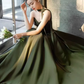 Sexy A line Sweetheart Satin Green Long Prom Dress C827