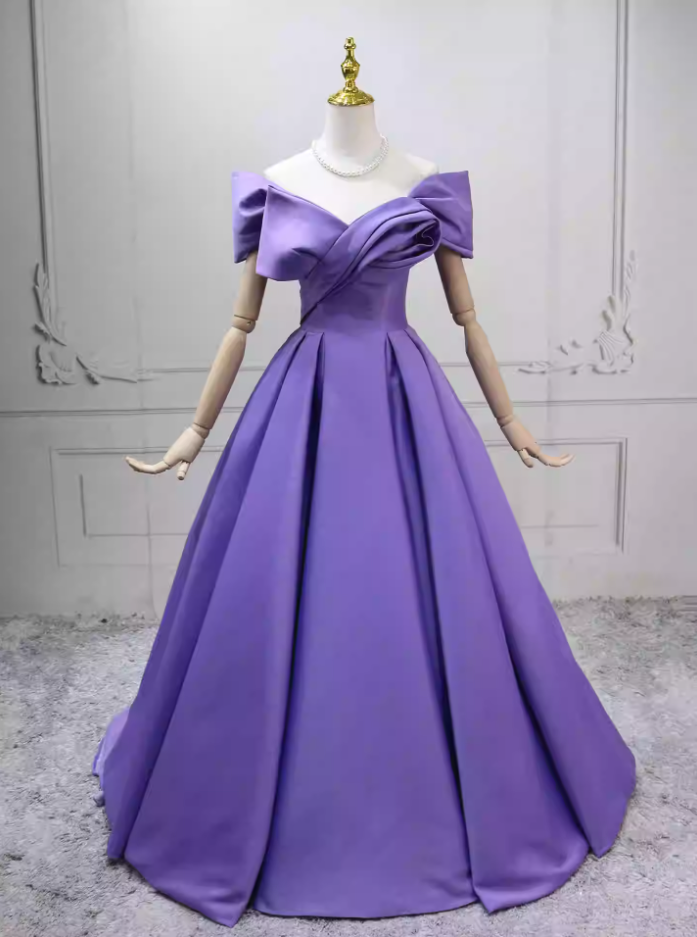 Elegant Strapless Purple Ball Gown Satin Sweet 16 Dresses C8281