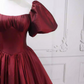 Classical Short Sleeve Red Ball Gown Square Neck Satin Sweet 16 Dresses C8283