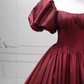 Classical Short Sleeve Red Ball Gown Square Neck Satin Sweet 16 Dresses C8283