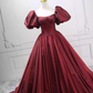 Classical Short Sleeve Red Ball Gown Square Neck Satin Sweet 16 Dresses C8283