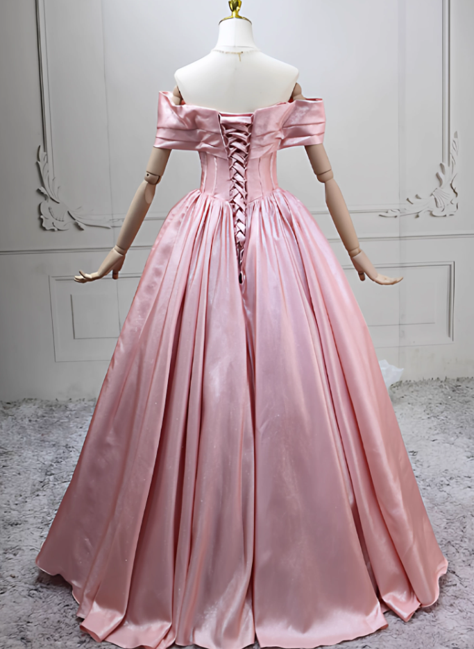 Adorable Satin Pink Ball Gown Off-the-Shoulder Sweet 16 Dresses C8284