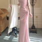 Robe de bal de princesse bustier à volants en satin long, robe de soirée C8117