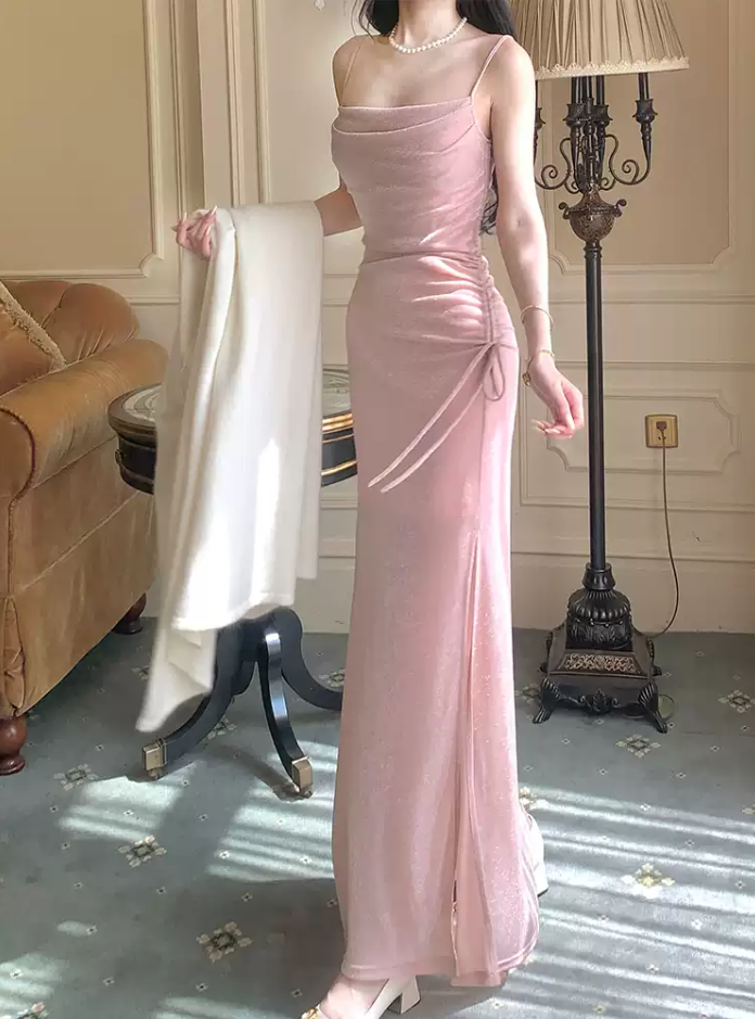 Robe de bal de princesse bustier à volants en satin long, robe de soirée C8117