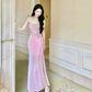 Robe de bal de princesse bustier à volants en satin long, robe de soirée C8117