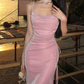 Robe de bal de princesse bustier à volants en satin long, robe de soirée C8117