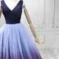 Luxury V Neck Blue & Purple Ball Gown Gradient Tulle Sequins Sweet 16 Dresses C8289