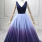 Luxury V Neck Blue & Purple Ball Gown Gradient Tulle Sequins Sweet 16 Dresses C8289