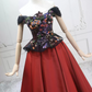 Sleek Off-the-Shoulder Red Ball Gown Floral Sequins Sweet 16 Dresses C8292