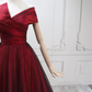 Glittering Off-the-Shoulder Red Ball Gown  Sequins Tulle Satin Sweet 16 Dresses C8293