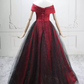Glittering Off-the-Shoulder Red Ball Gown  Sequins Tulle Satin Sweet 16 Dresses C8293