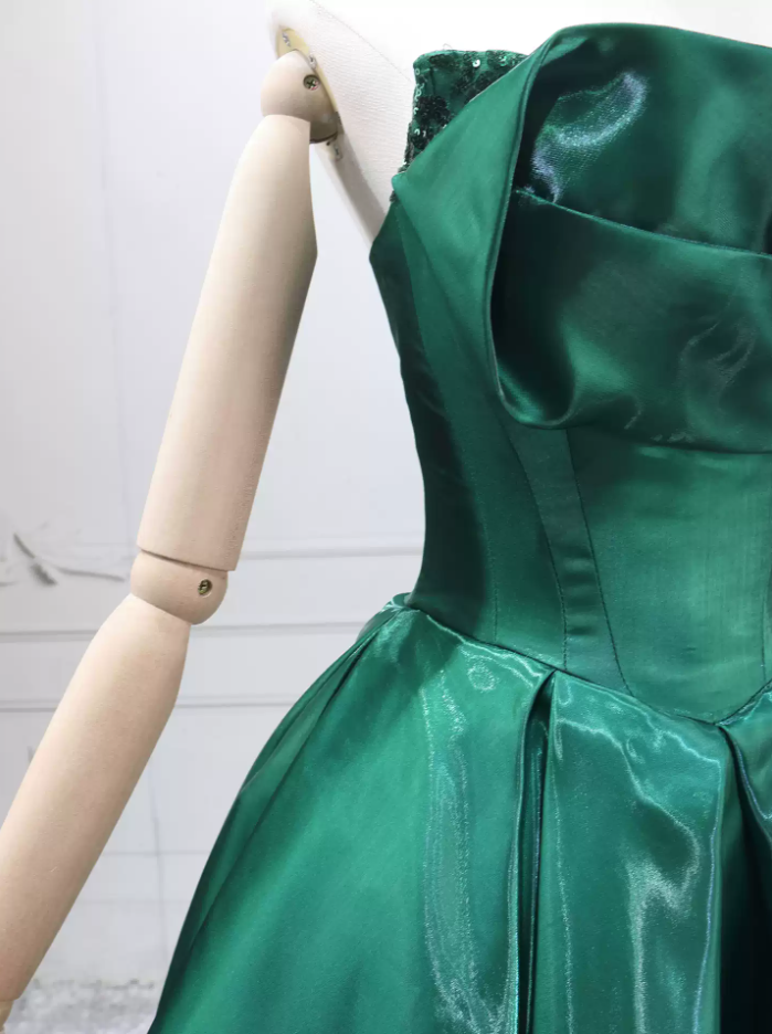 Alluring Strapless Green Ball Gown Satin Sweet 16 Dresses C8294